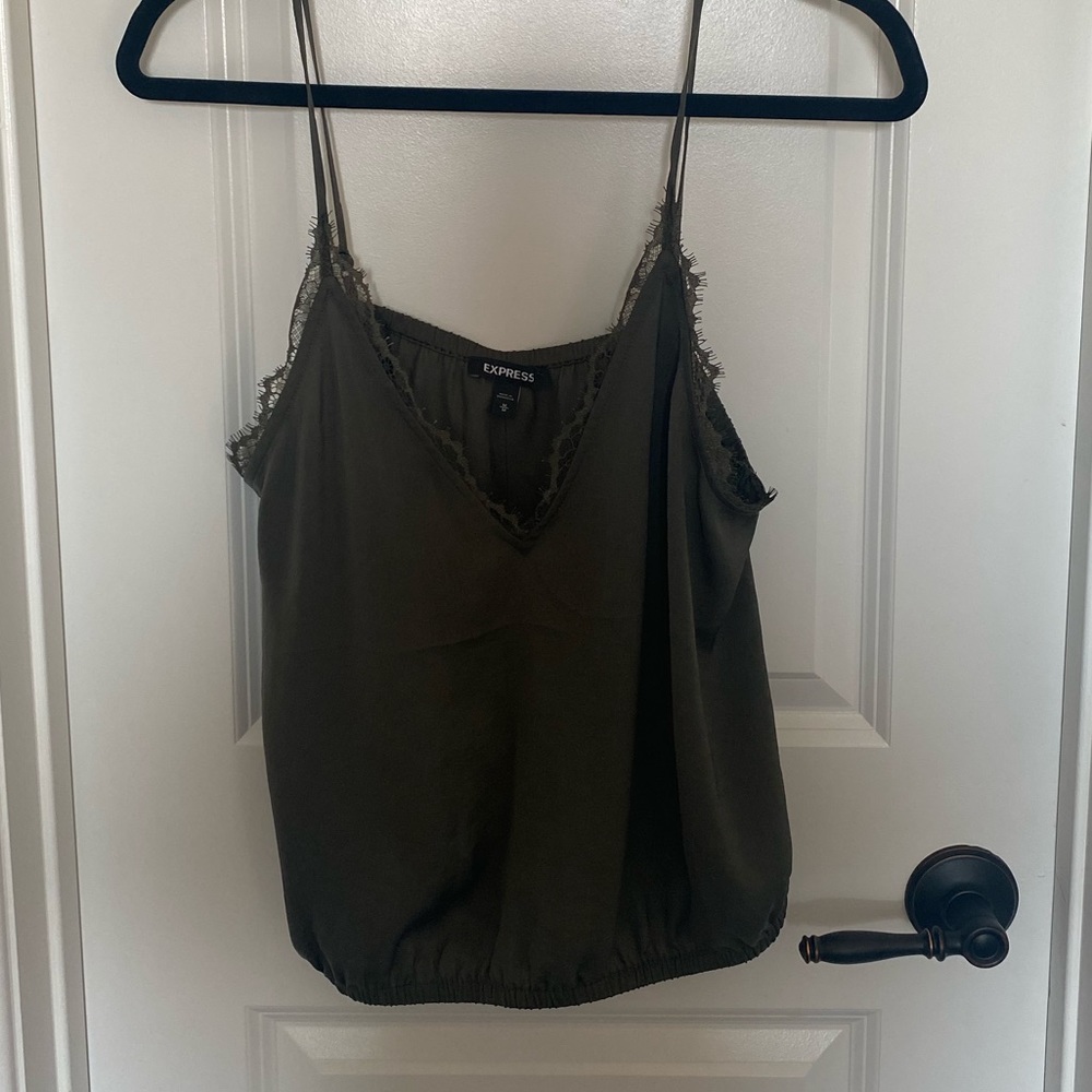 Express Olive Green Blouse Tank Top